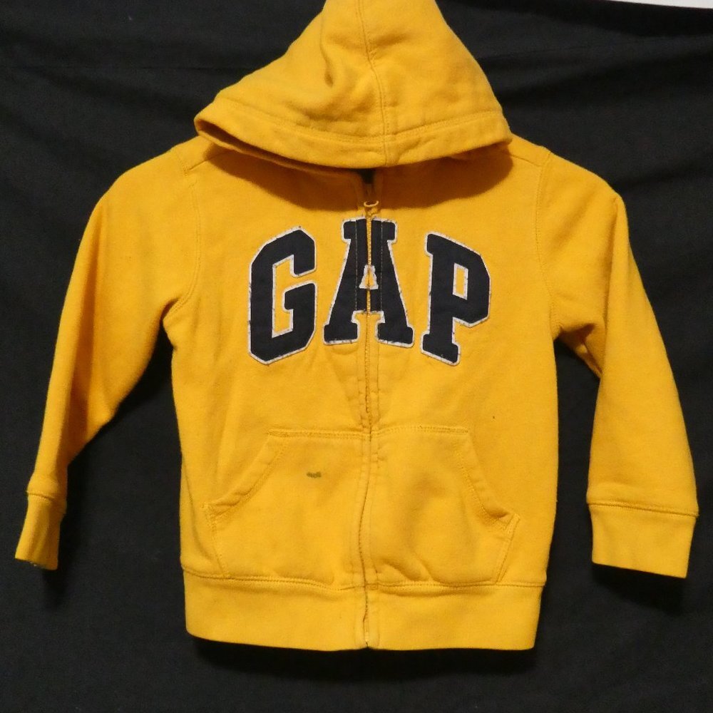 BABY GAP | size 5 kids | yellow | full zip front | hooded sweatshirt